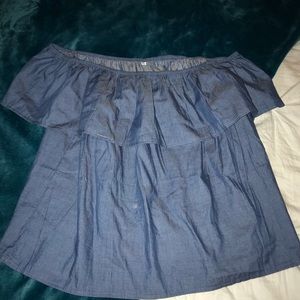 Denim off the shoulder crop